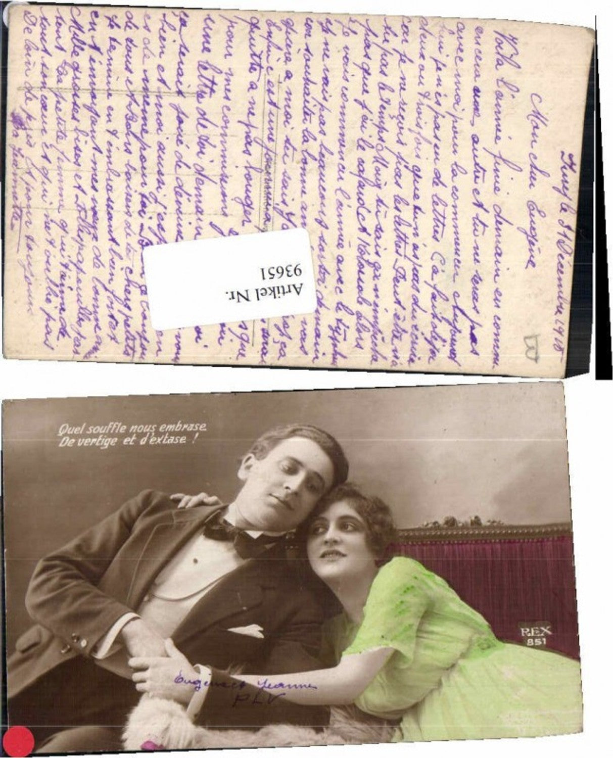 93651,REX 851 Schöne Frau m. Mann Liebespaar coloriert