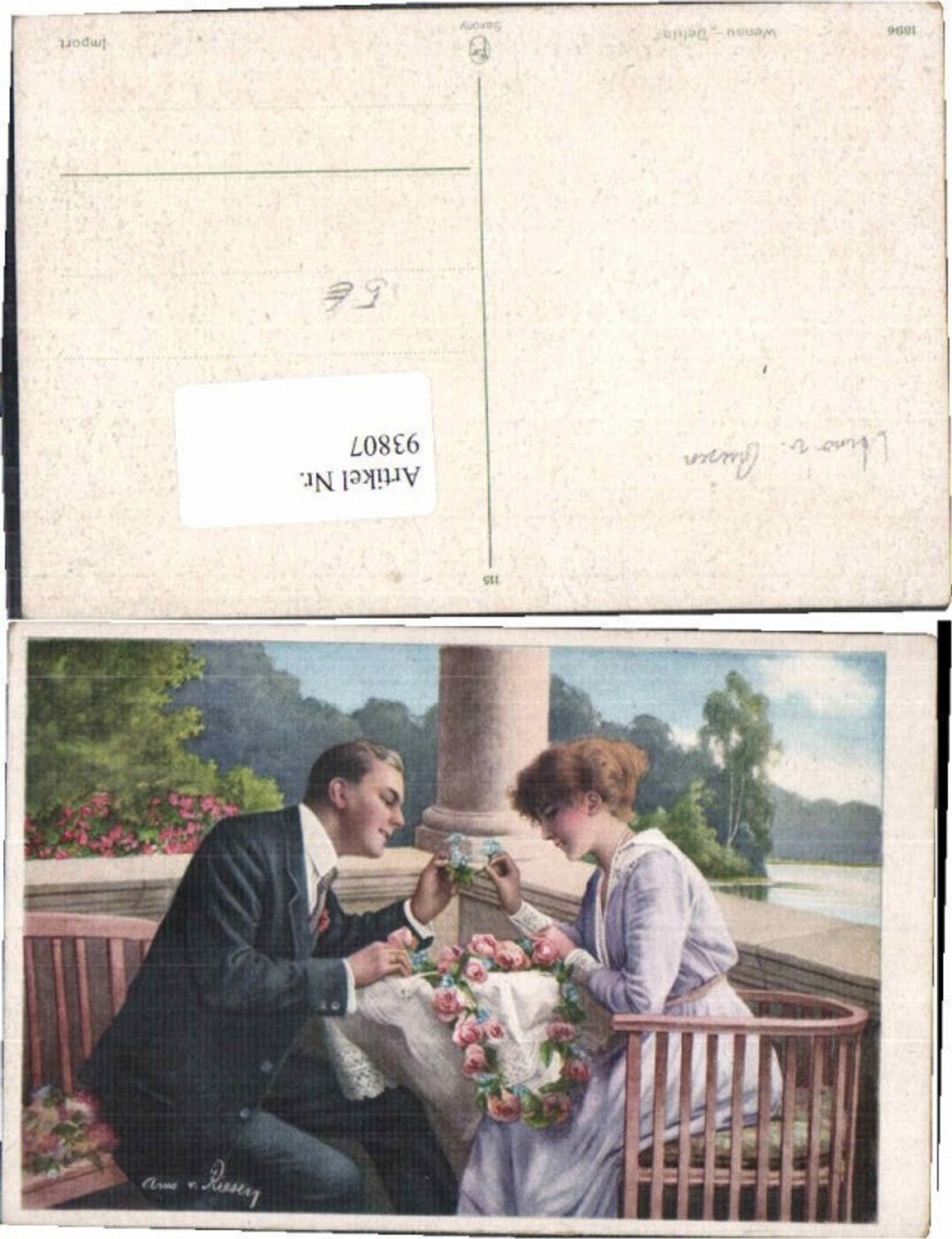93807,Arno v. Riesen Liebespaar Frau Rosen Mann