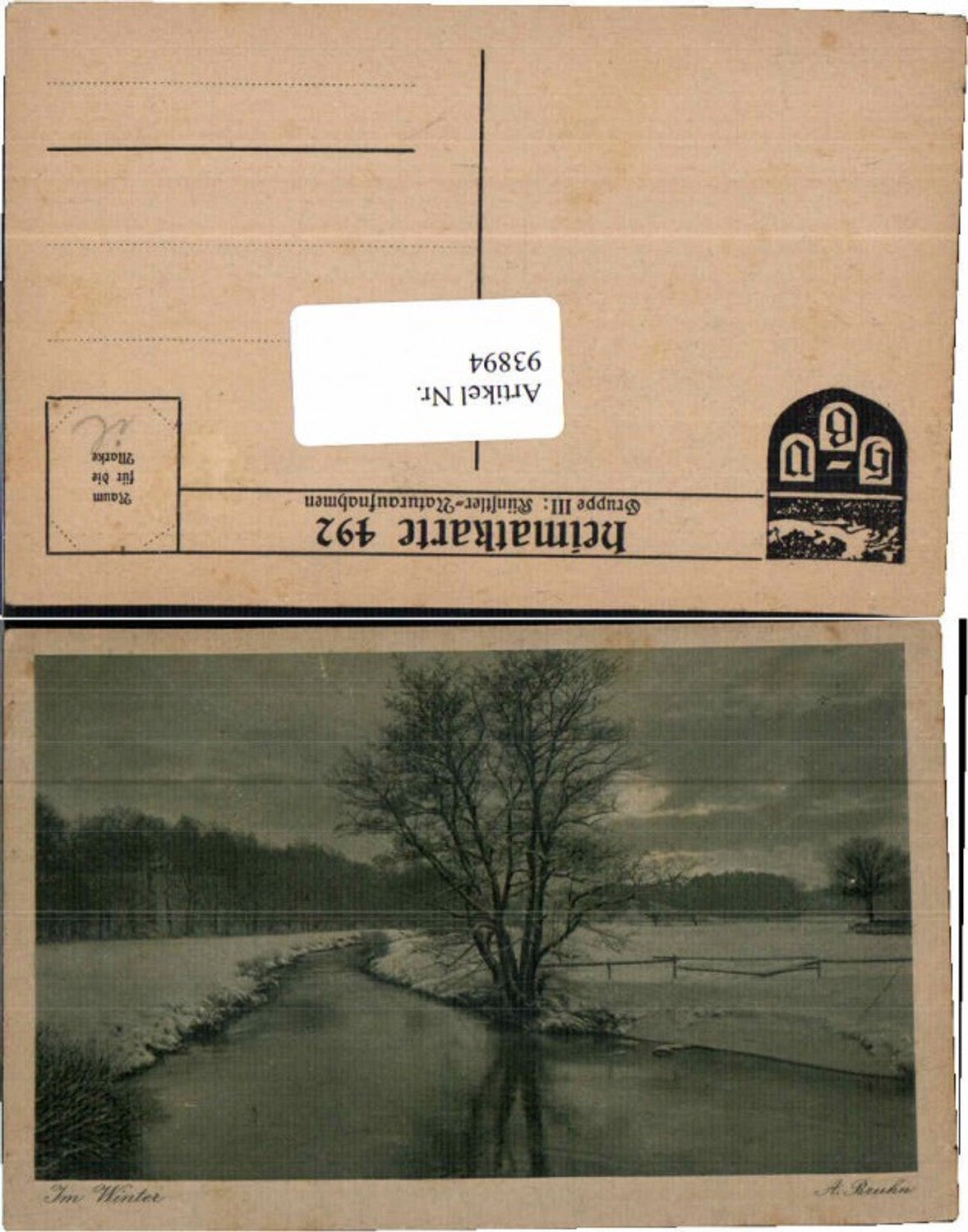 93894,A. Bruhn Im Winter Heimatkarte 492