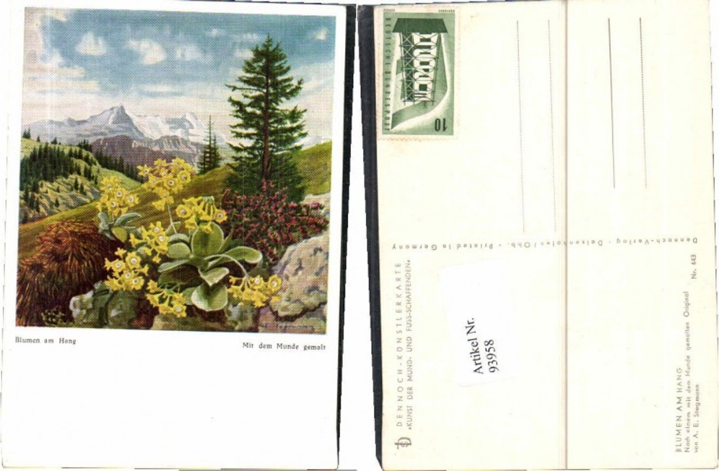 93958, Mouth-painted AE Stegmann Flowers on the slope
