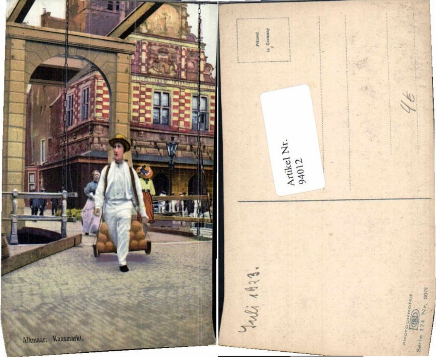 94012,Photochromie Ser. 174-3072 Alkmaar Kaasmarkt