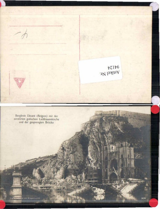 94124,Bergfeste Dinant a.d. Maas Kriegsschauplatz FotoAK