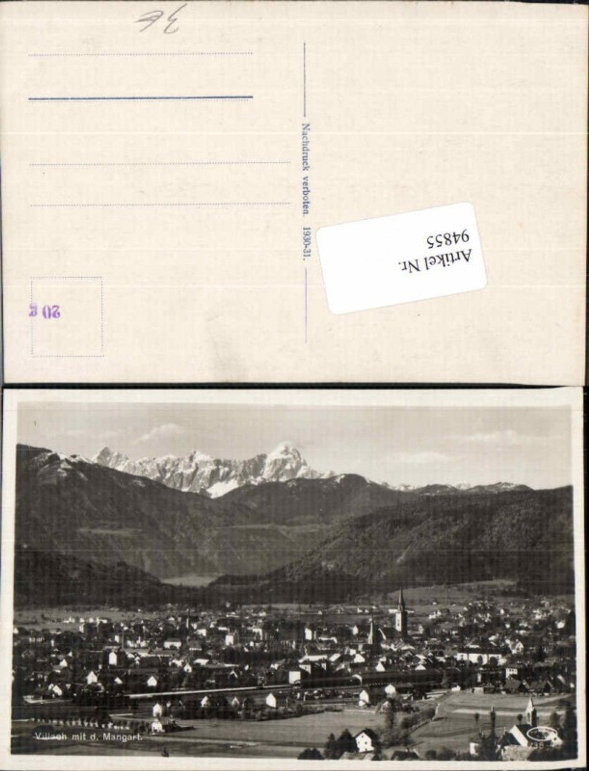 94855,Villach m. Mangart 1930