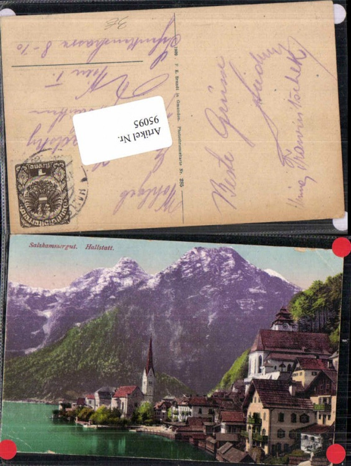 95095,Hallstatt Partie zum Ort Häuser Brandt Nr 285