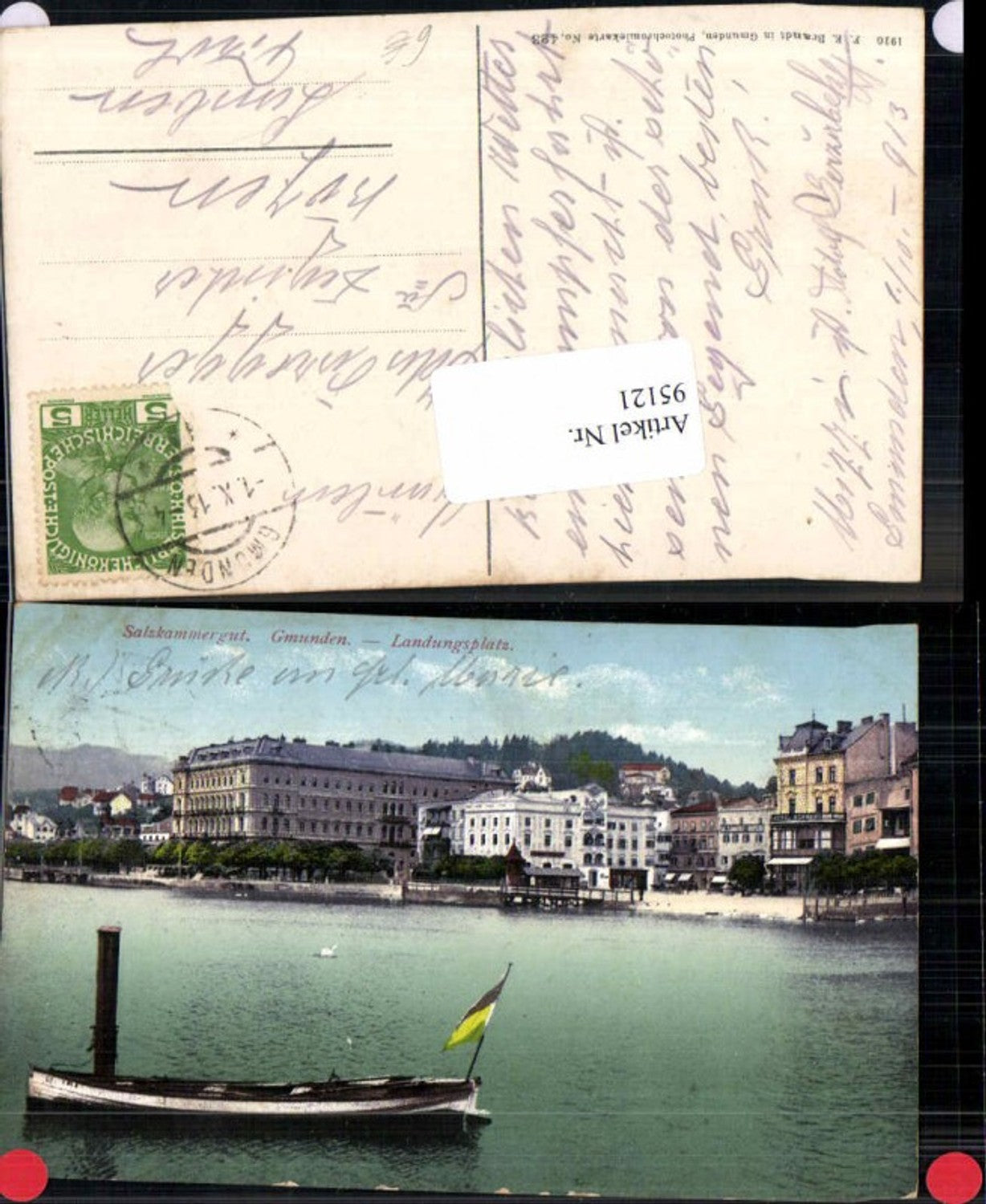 95121,Gmunden Landungsplatz m. Boot Hotel Brandt 423