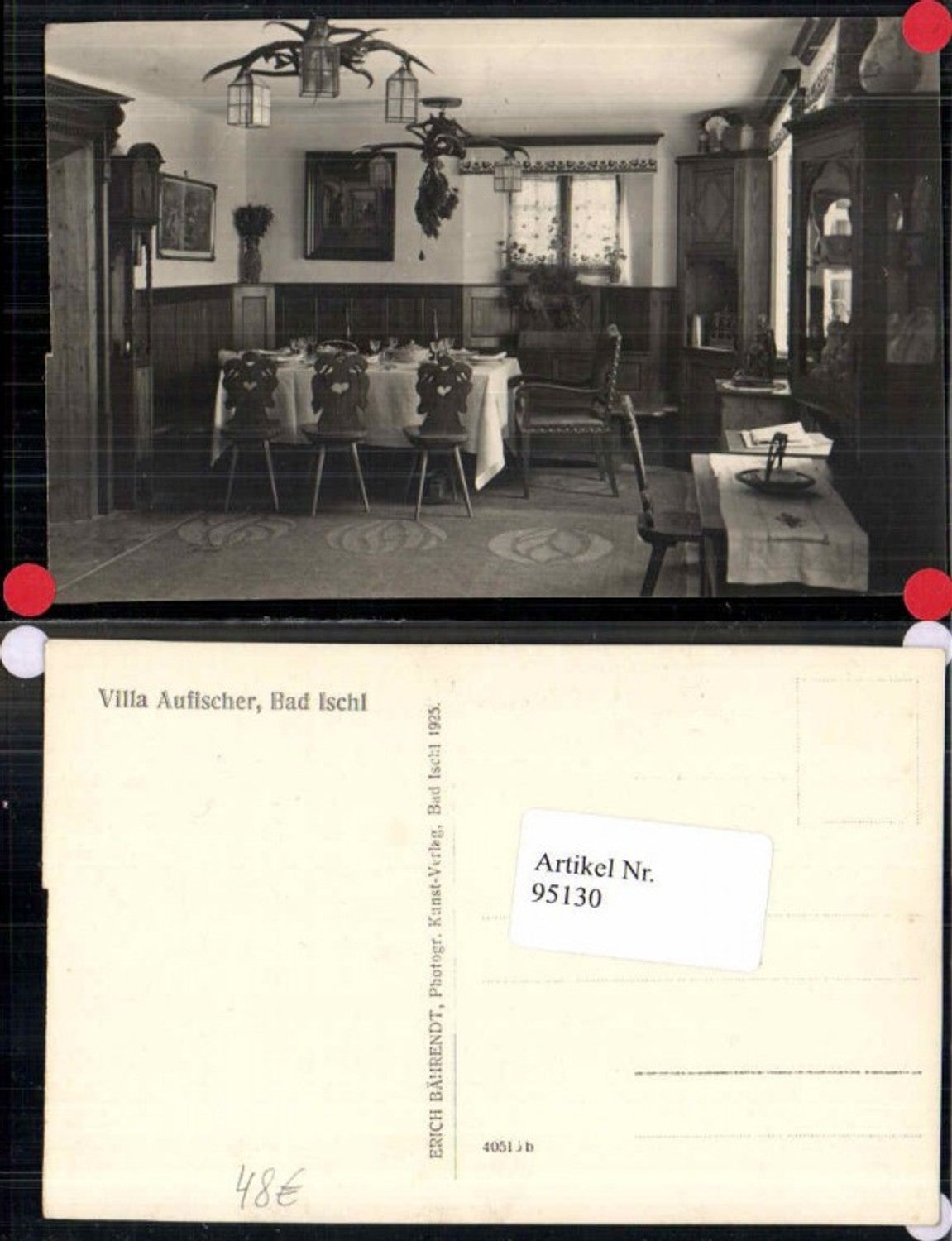 95130,FotoAK RAR Bad Ischl Villa Aufischer Innen 1925