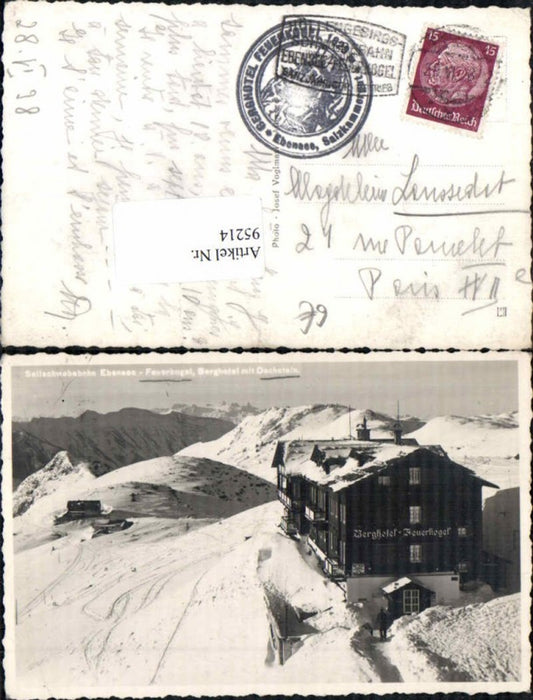 95214,Berghotel Feuerkogel Ebensee 1938