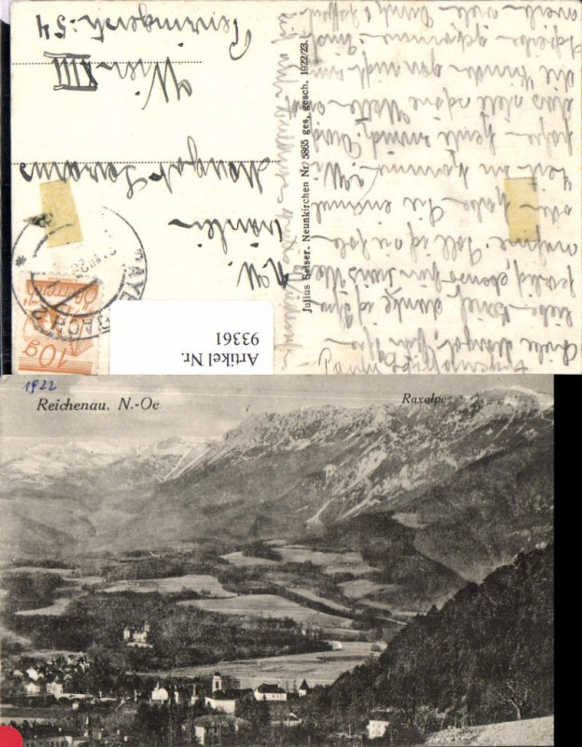 93361,Reichenau Raxalpe 1922 pub Seiser