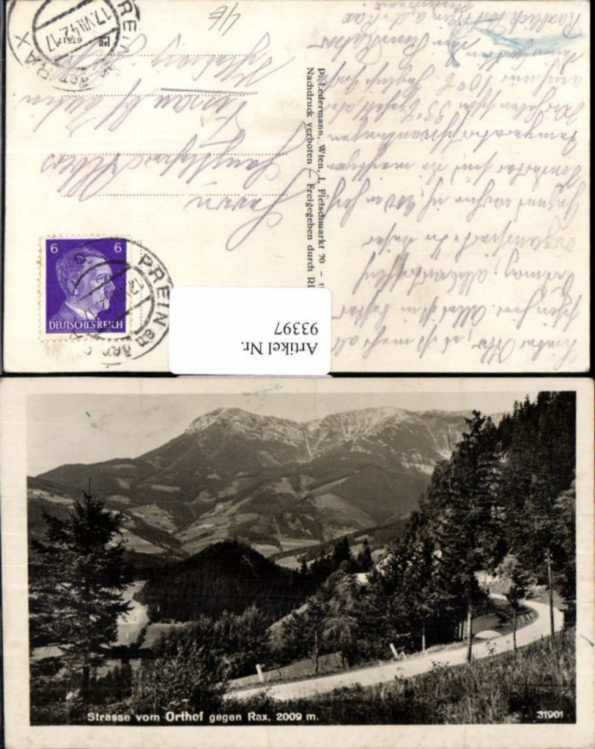 93397,Straße v. Ortshof g. Rax Reichenau