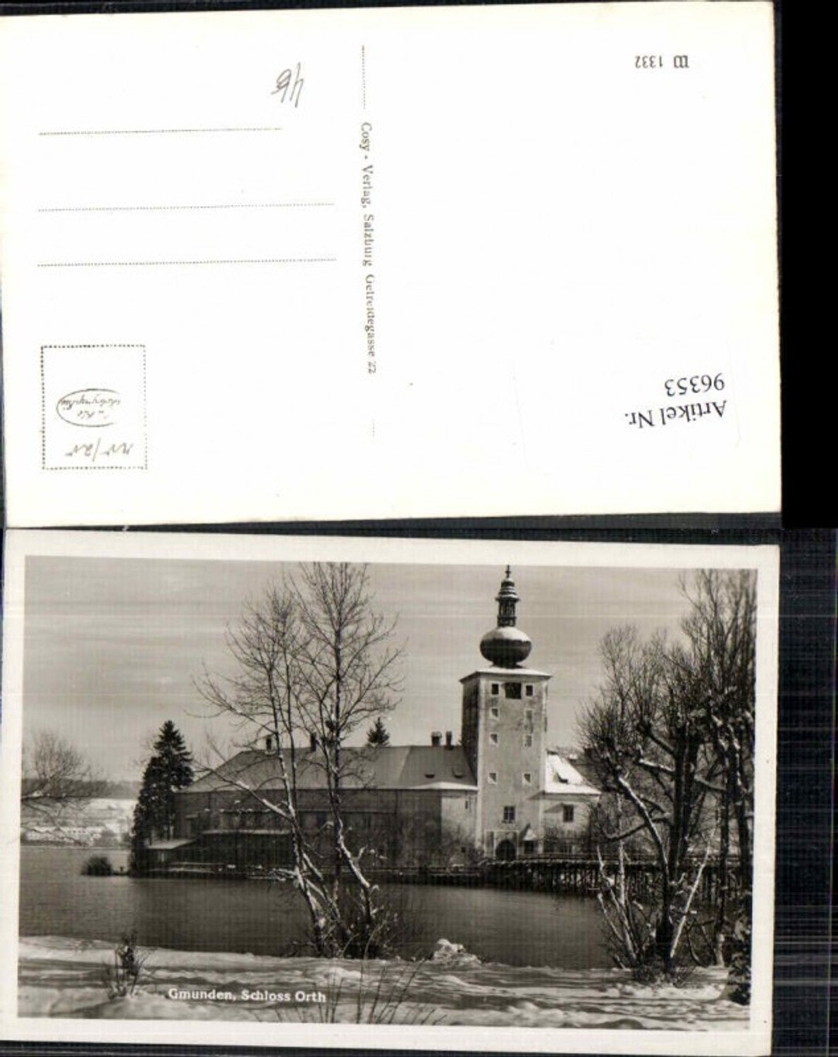 96353,Gmunden Schloss Orth Partie im Winter pub Cosy 1332