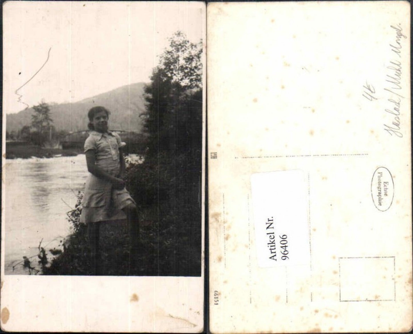 96406, photo postcard Haslach ad Mühl area girl dress