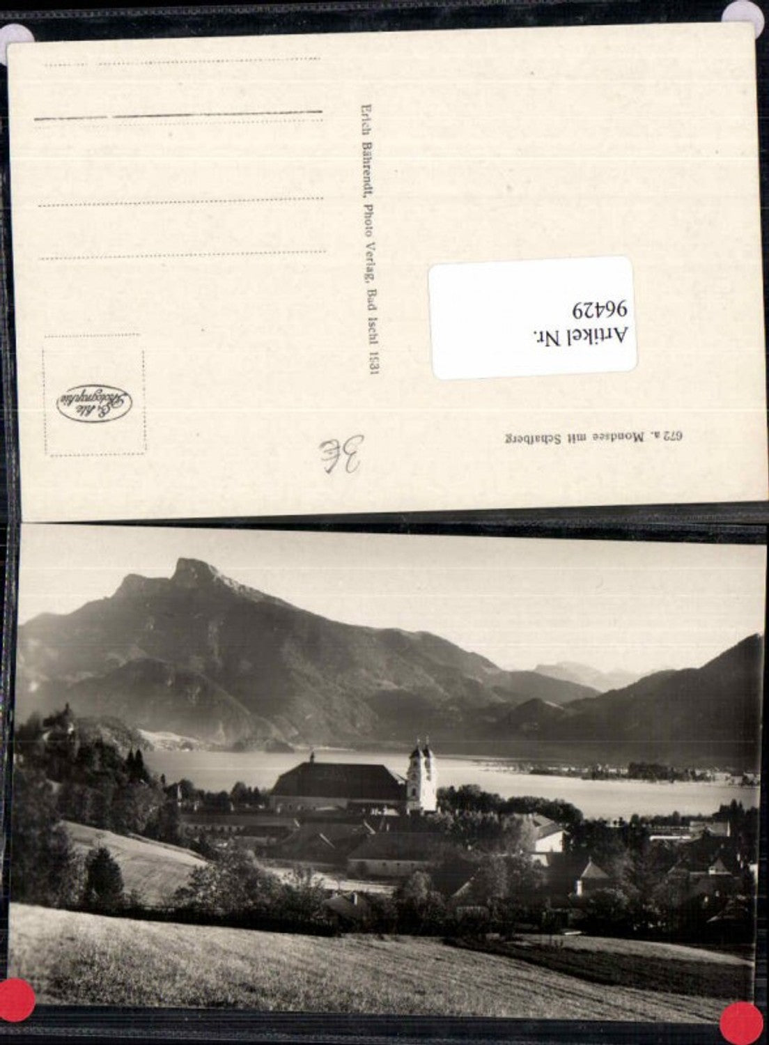 96429,Mondsee m. Schafberg pub Bährendt Nr 672a