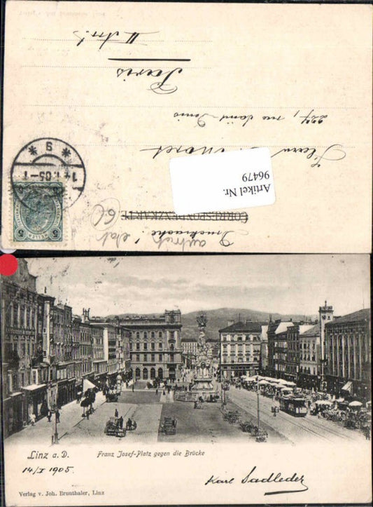 96479,Linz a.d. Donau Franz Josef Platz Strassenbahn