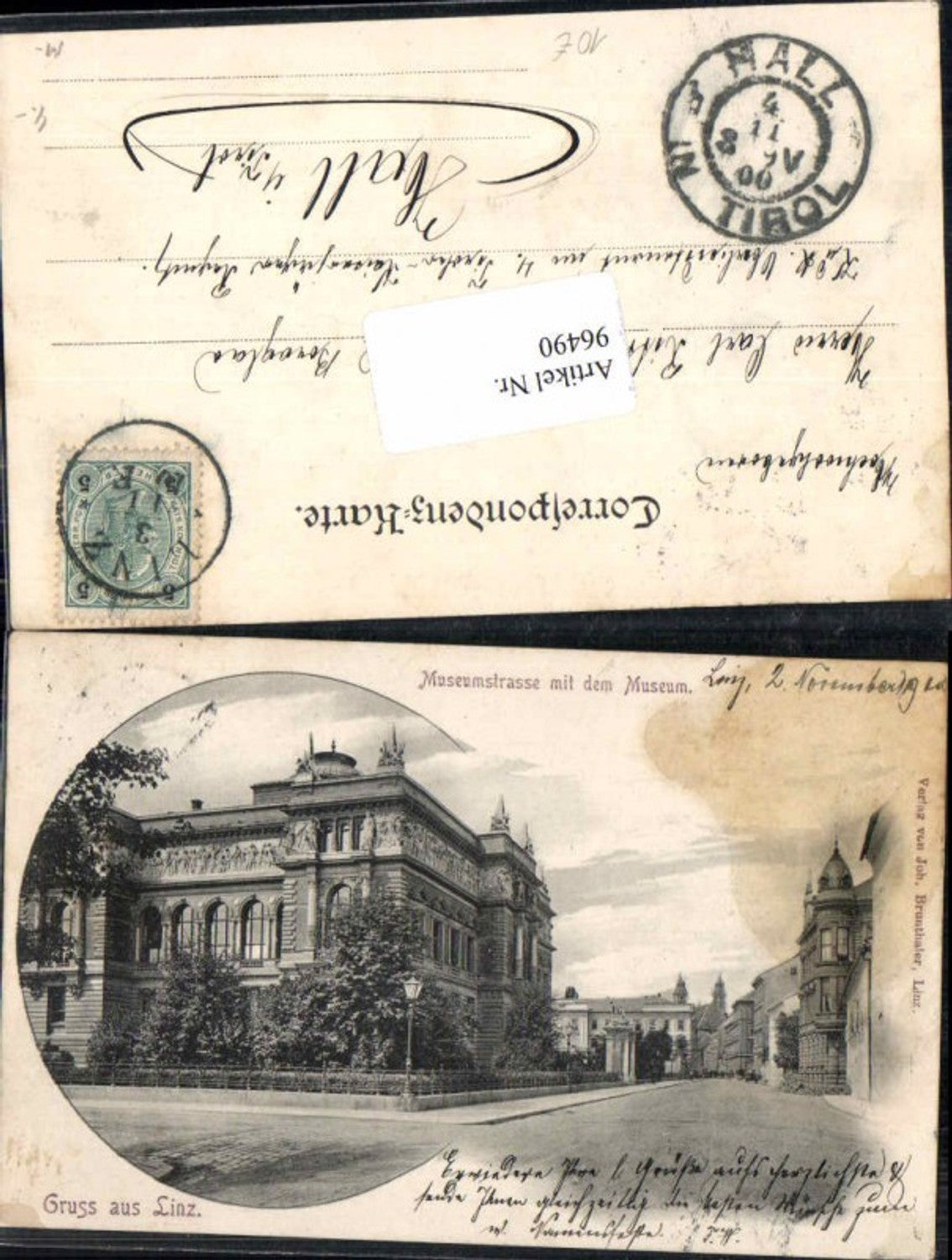 96490,Gruss aus Linz a.d. Donau Museumstrasse Museum
