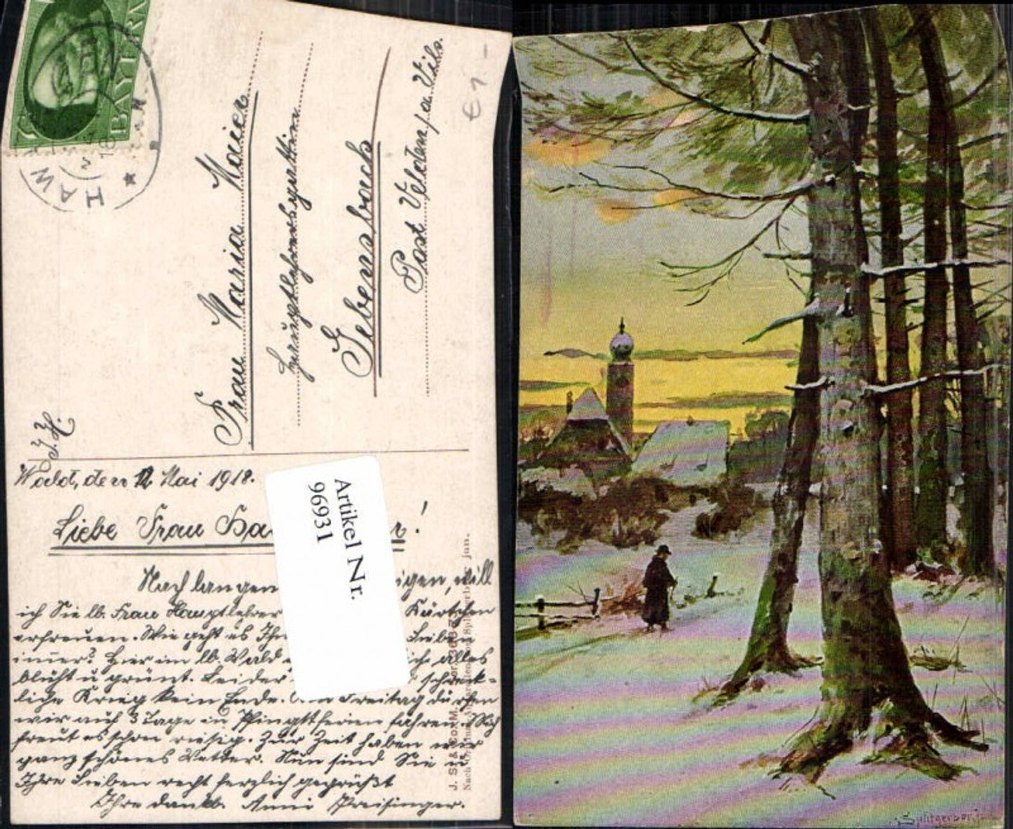 96931,Splitgerber jun. Ortschaft im Wald Kirche Bäume