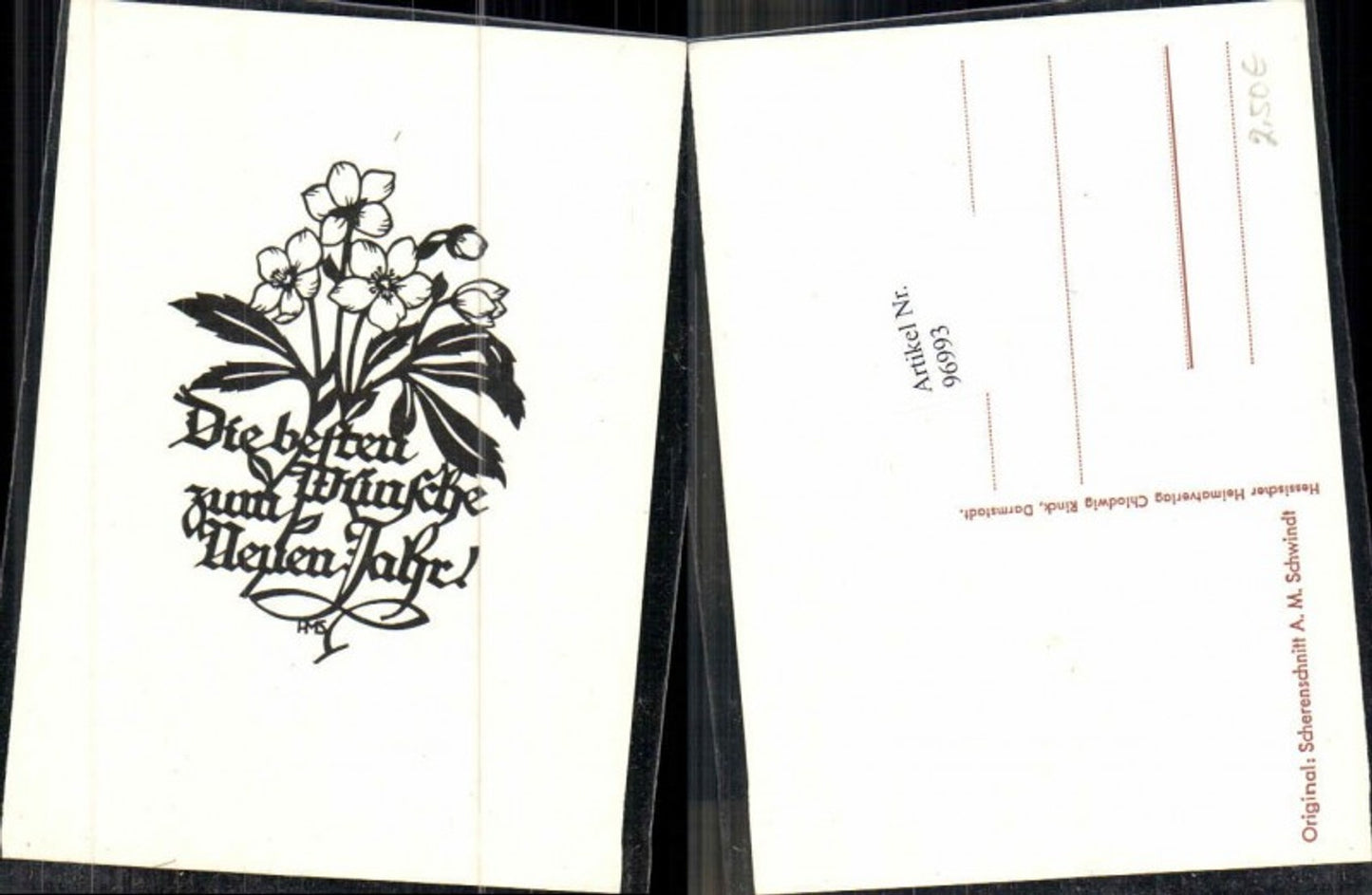 96993, Papercut Silhouette New Year Flowers