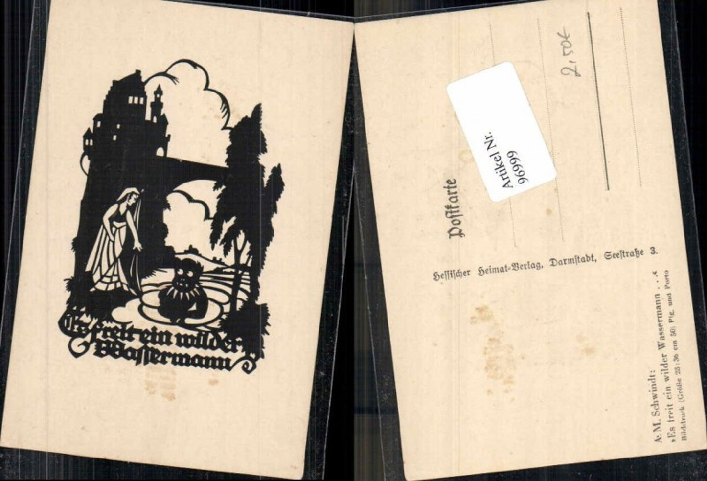 96999,Scherenschnitt Silhouette Wassermann Nixe