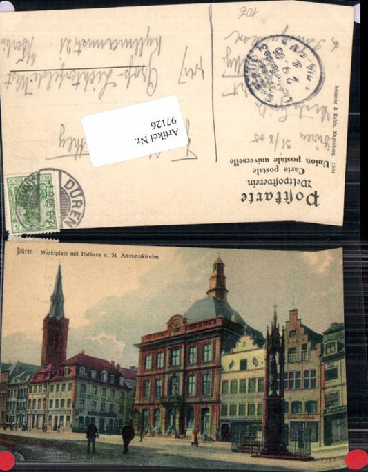 97126,Düren b. Aachen Marktplatz m. Rathaus St Annenkirche