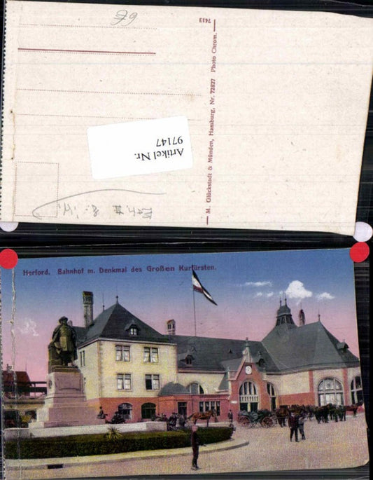 97147,Herford Bahnhof m. Denkmal Kurfürsten