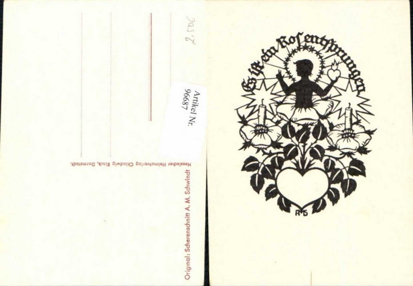 96687,Scherenschnitt Silhouette Engel m. Kerzen Heiligenschein