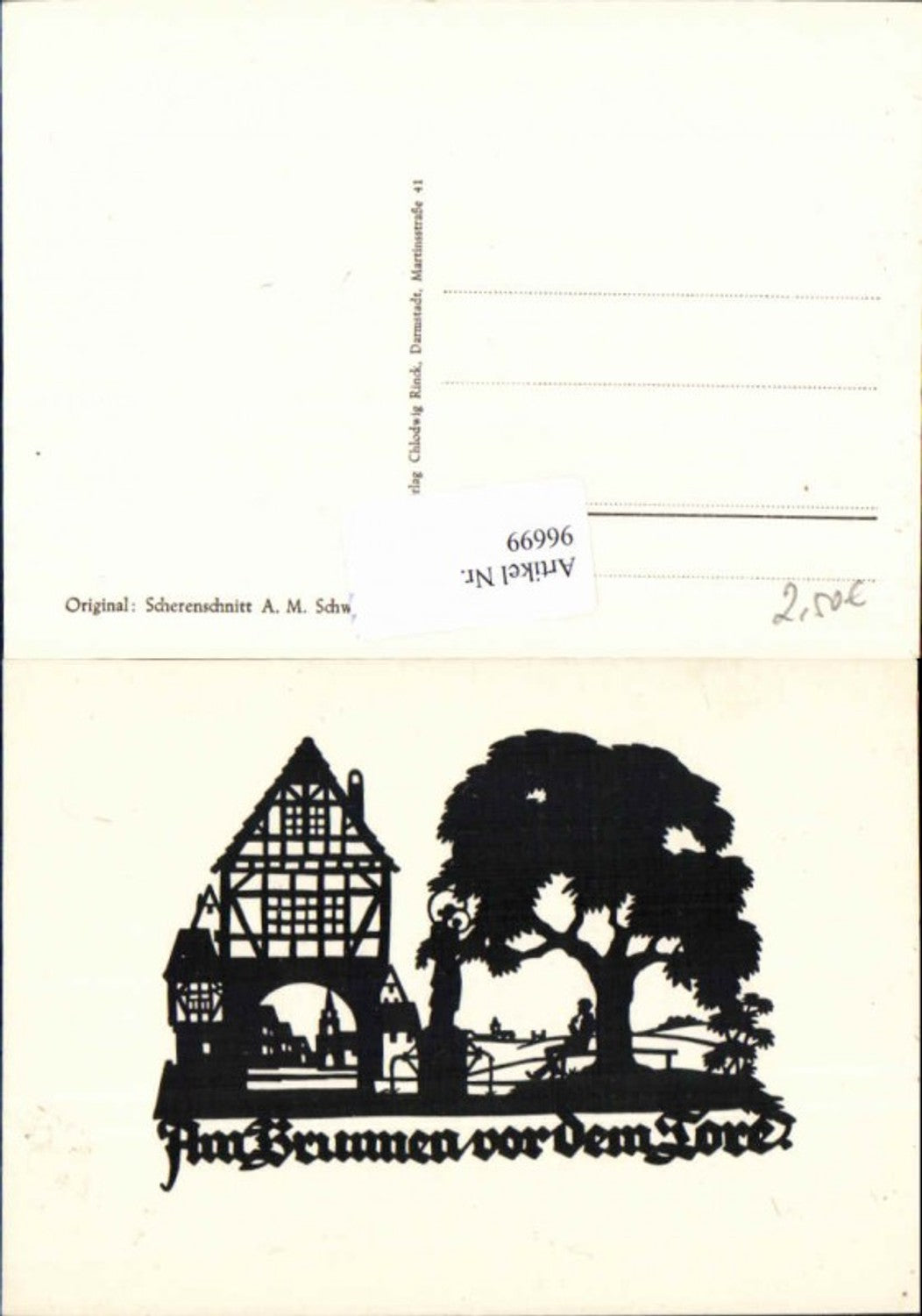 96699,Scherenschnitt Silhouette Haus m. Baum Mann auf Bank