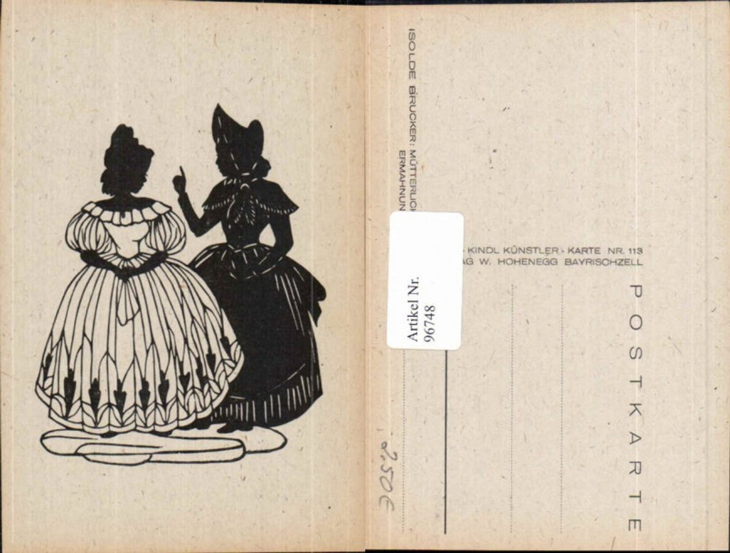 96748,Scherenschnitt Silhouette Frauen in Kleider m. Hut