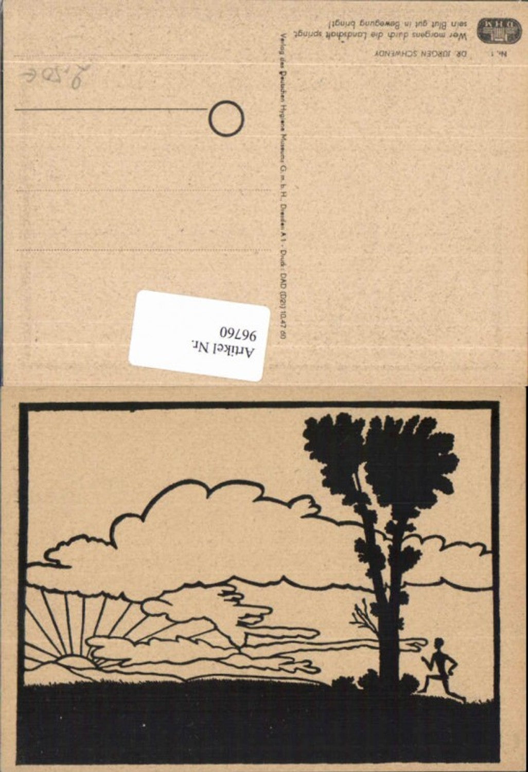 96760,Scherenschnitt Silhouette Landschaft m. Jogger Sonnenaufgang