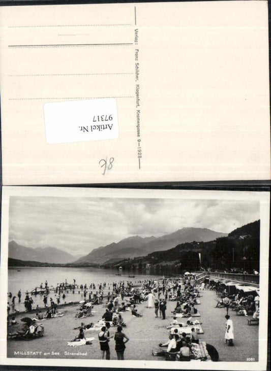 97317,Millstatt am See Strandbad m. Leuten 1928 Schilcher 1081