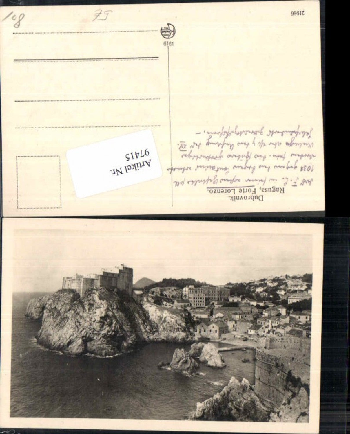 97415,Dubrovnik Ragusa Forte Lorenzo  1919 Kilophot