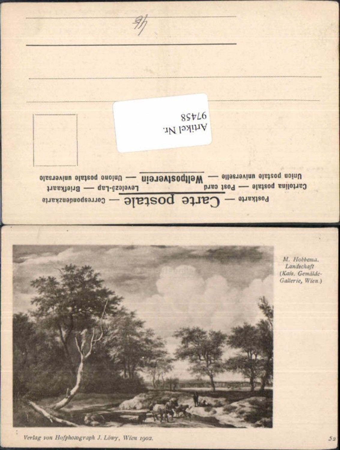 97458,M. Hobbema Landschaft pub Löwy Wien 1902