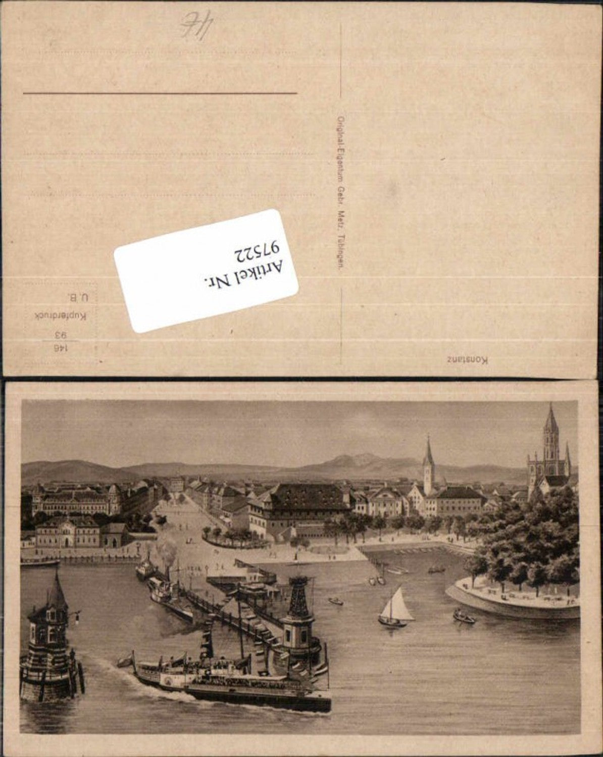 97522,Konstanz am Bodensee Dampfer im Hafen Leuchtturm