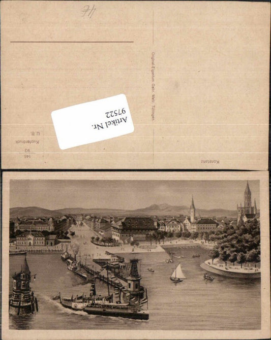 97522, Konstanz on Lake Constance, steamer in the harbor, lighthouse