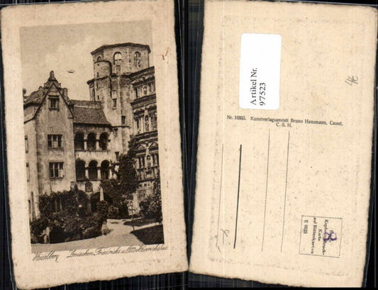 97523, Etching Heidelberg Between Friedrichsbau and Otto Heinrichsbau