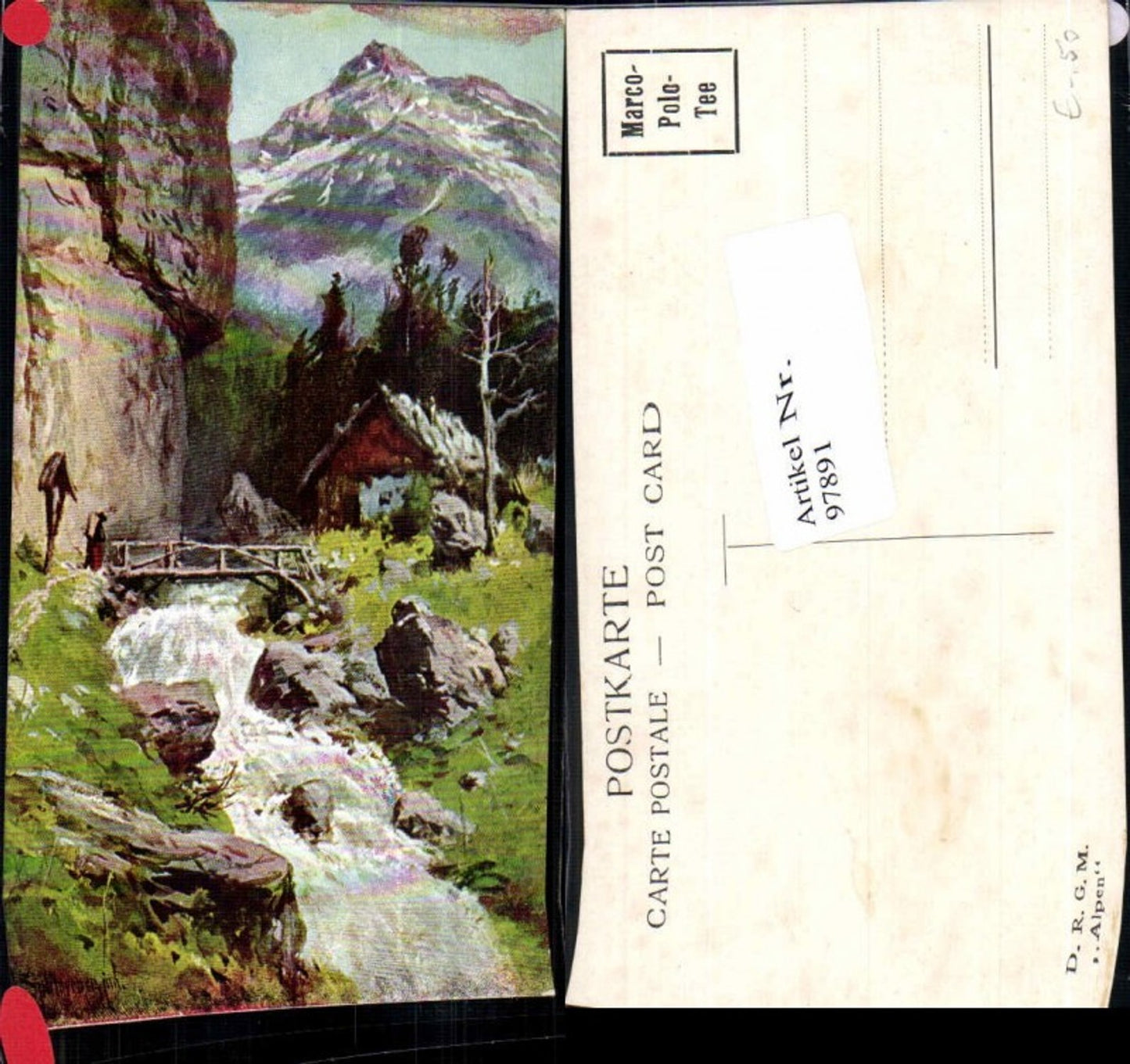 97891, J. Splitgerber jun Artist card Mountain landscape Bach house