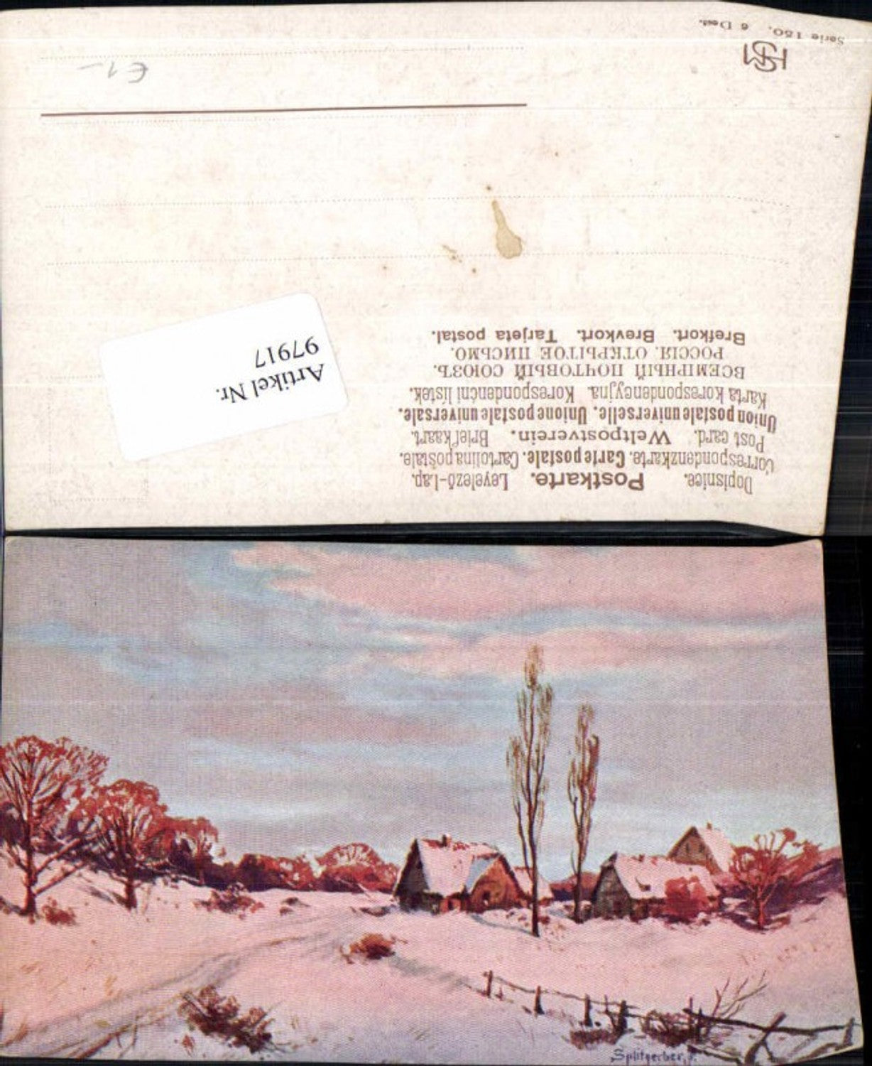 97917,J. Splitgerber jun Künstlerkarte Winter Landschaft