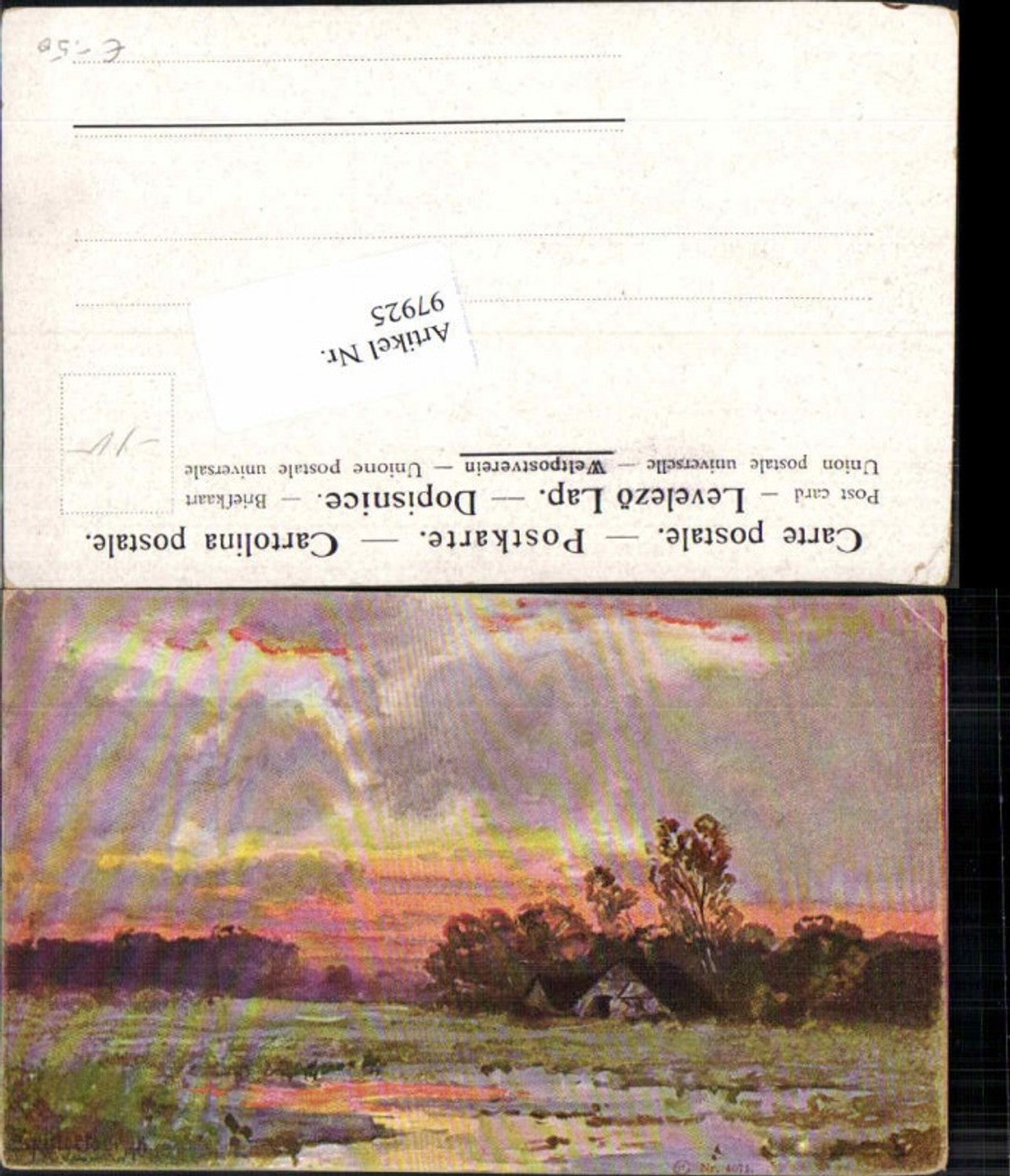 97925,J. Splitgerber jun Künstlerkarte Landschaft Abendrot