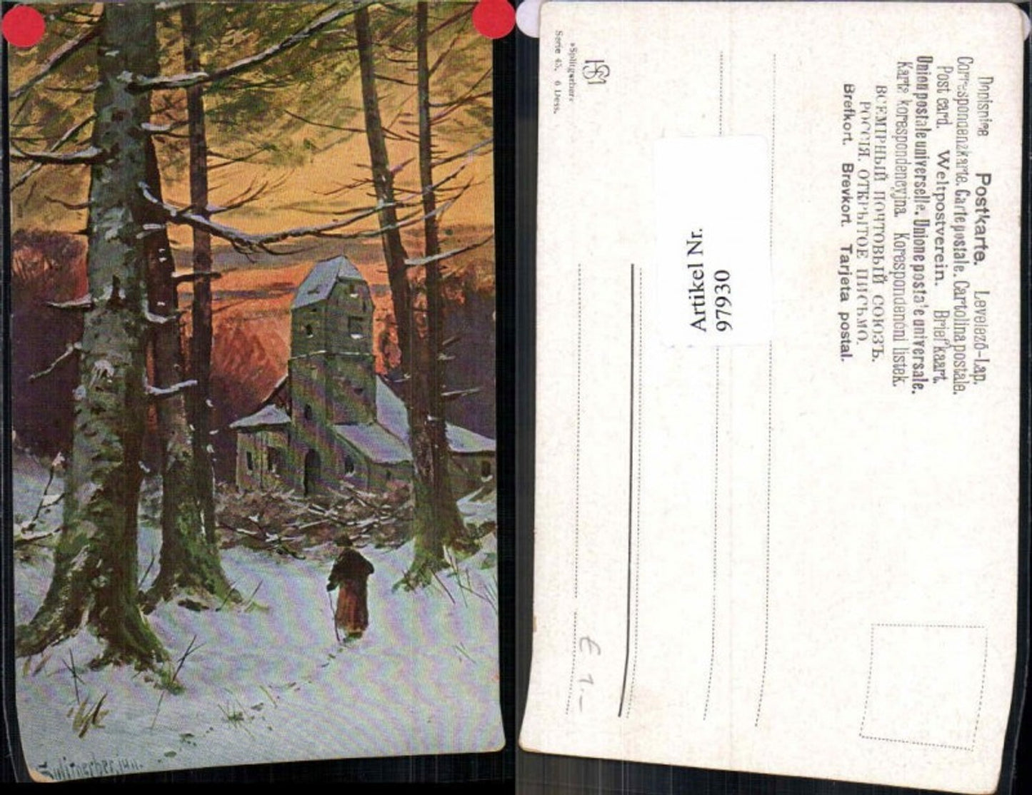 97930,J. Splitgerber jun Künstlerkarte Kirche im Wald
