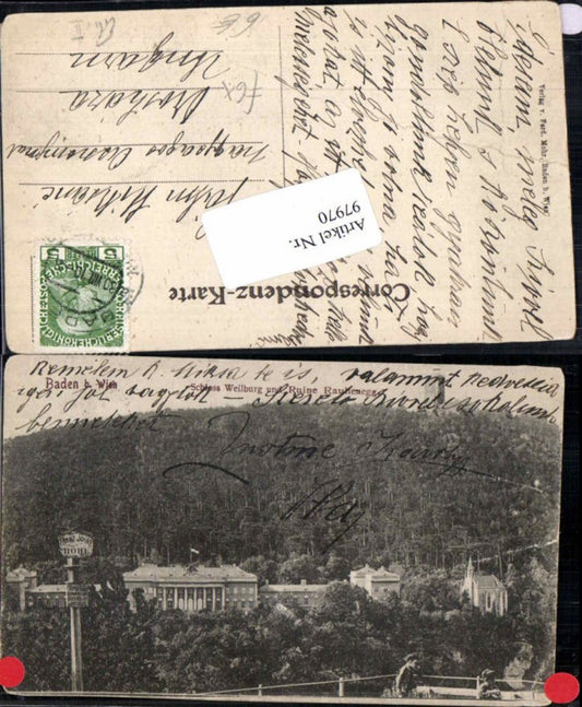 97970,Baden bei Wien Schloss Weilburg Ruine Rauhenegg