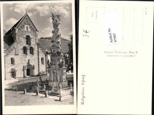 97985,Fotokarte Stift Heiligenkreuz Stiftshof Statue