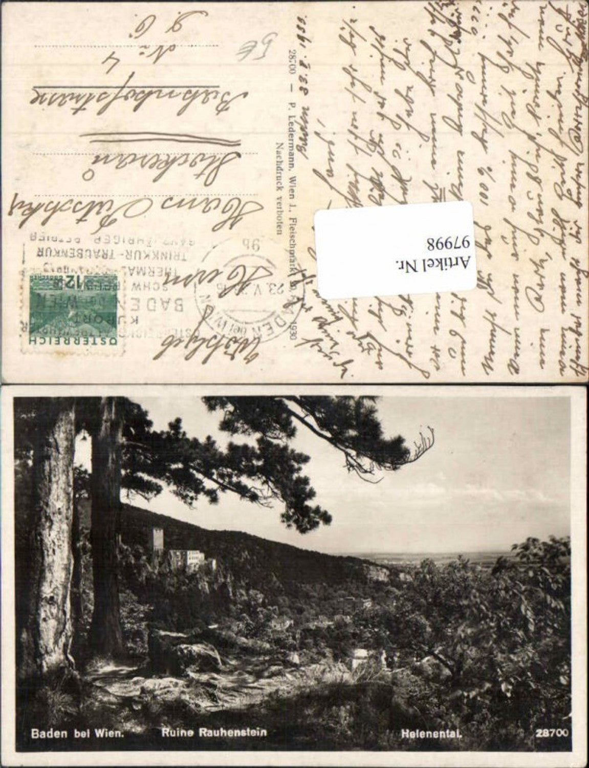 97998,Baden b. Wien Helenental Rauhenstein