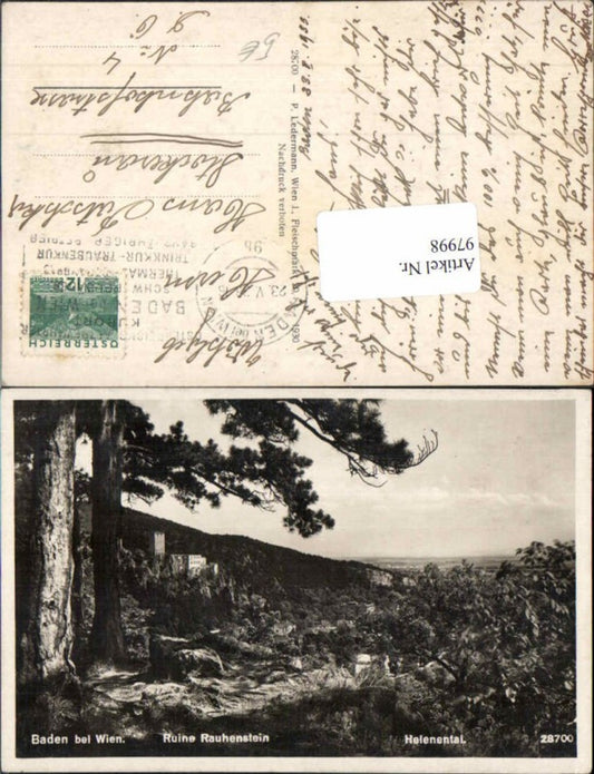 97998,Baden b. Wien Helenental Rauhenstein
