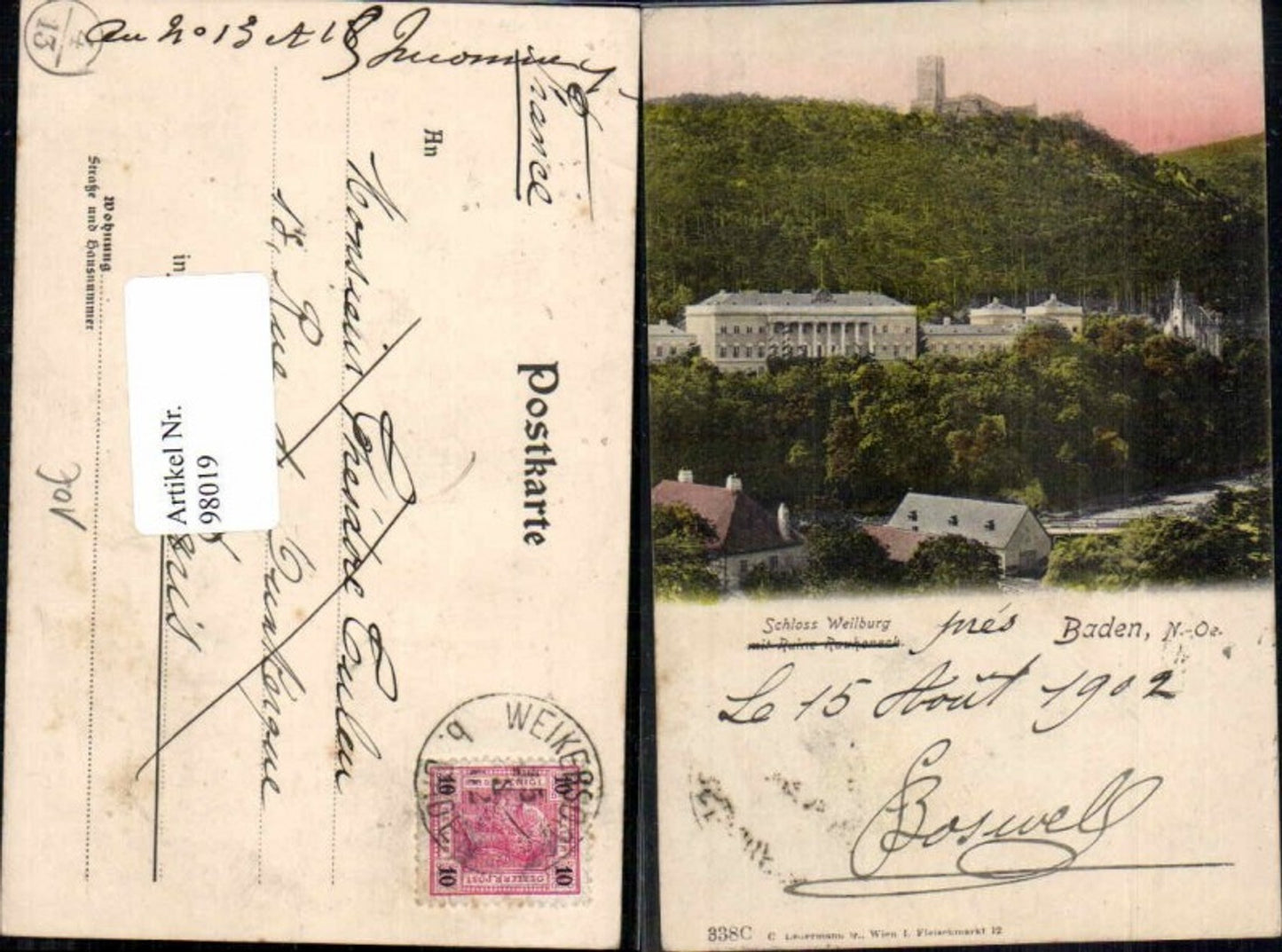 98019,Baden b. Wien Weilburg m. Rauheneck 1900