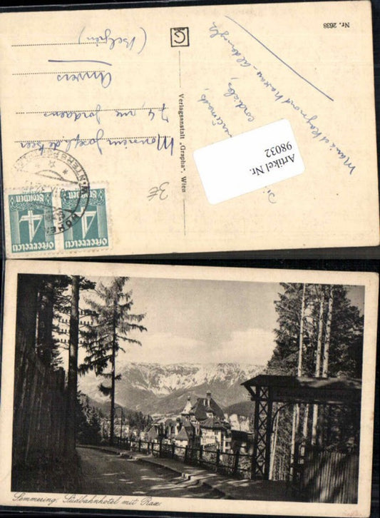 98032,Semmering Südbahnhotel m. Rax 1932