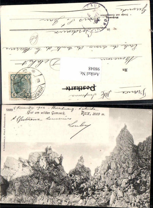 98048,Rax Reichenau Grat am Wilden Gamseck 1902
