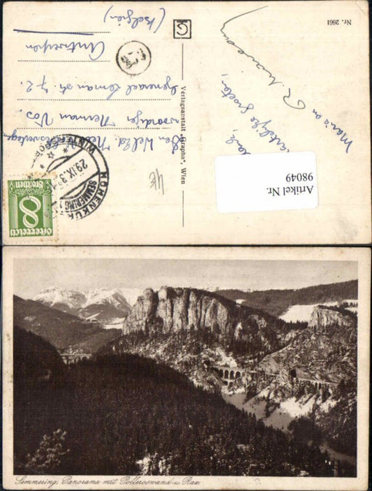 98049,Semmering Panorama m. Rax Polleroswand Semmeringbahn