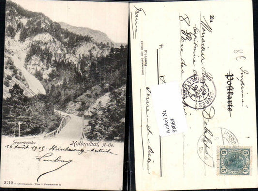 98064,Höllenthal Spannbrücke Nasswald Hirschwang 1900