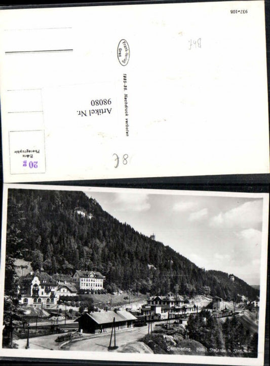 98080,Semmering Hotel Stefanie m. Bahnhof Station Semmeringbahn