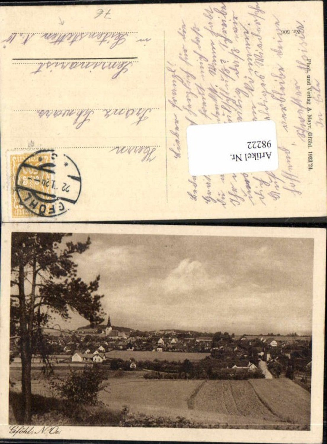 98222,Gföhl Tolle Ortsansicht m. Felder 1923