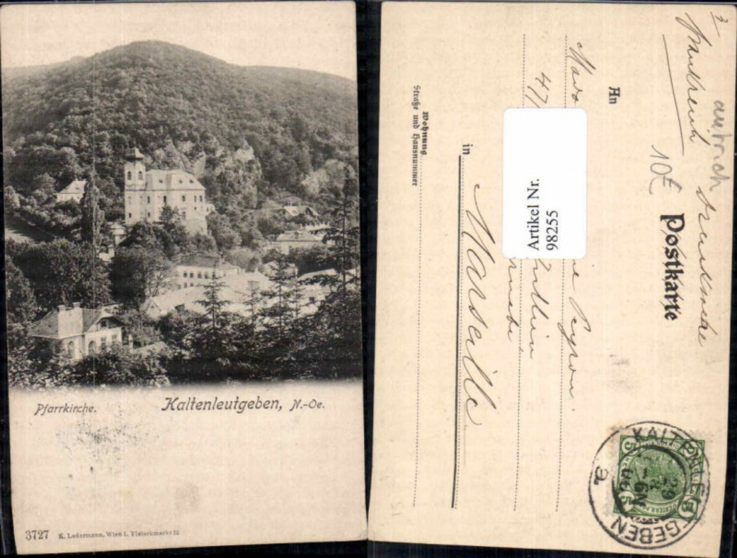 98255, Kaltenleutgeben Great view of the place 1905