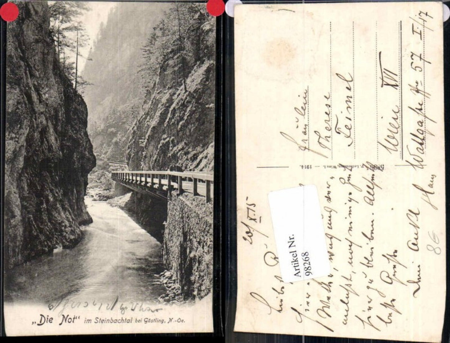 98268,Die Noth bei Göstling Steinbachtal 1914